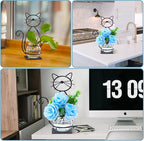 Desktop Glass Planter Vase Holder, Metal Cat Plant Terrarium Stand for Plants Creative Decorations for Home Patio Lawn Garden