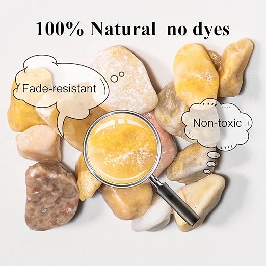 Natural Pea Gravel Pebbles for Plants, Fish Tank Gravel, Small Rocks for Outdoor Landscaping, Terrarium, Fish Tank, Home Decoration (10 Pounds, 1/5-3/5 inch, Yellow)