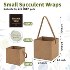 Temlum 2.5 Inch Succulent Wrap Bags (Fits 2.5″ Pots) with Thank You & Let Love Grow Stickers, Small Gift Box for Wedding, Baby Shower, Succulent Party Favors for Guests (Brown 100pcs)