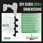 Power Planter DIY Guru Garden Drill Auger Bit (3"x12") - Designed for Planting, Digging Holes, Paint Mixing, Cement Mixing and Home Projects - Made of Steel with a 3/8" Non-Slip Hex Drive (Purple)