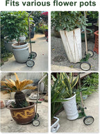 Potted Plant Mover Dolly with Flat-Free Rubber Wheels, Garden Pot Mover with Adjustable Grip, Max 200 Lbs Capacity, Plant Dolly Caddy Steel Baseplate Ergonomic Design for Carrying Heavy Pots