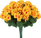 Hananona 12 Pcs Artificial Geranium Flowers for Outdoors Geranium Silk Flowers Outdoor UV Resistant Garden Plants Faux Flowers for Home Kitchen Table Centerpieces Decor (12, Yellow)