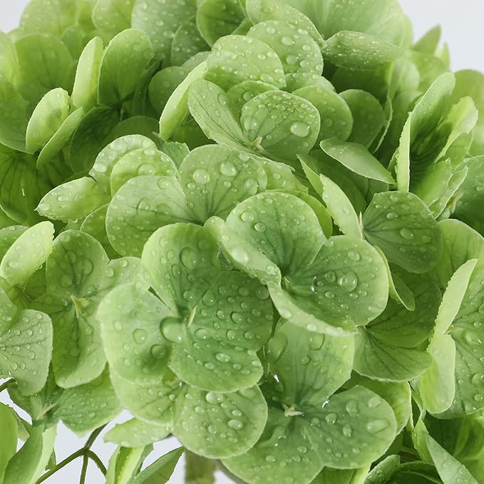 Coferset Green Hydrangea Artificial Flowers 3pcs Lifelike Faux Hydrangea Real Touch Fake Flowers for Home Wedding Christmas Office Party Living Room Decoration,22inch