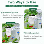 2PCS Upgraded Large Aquarium Plant Holder with 1.57" Extension Hooks and Suction Cups, Aquatic Plant Holder for Fish Tank Aquaponic Plants Cultivation and Aquascape Accessories (White)