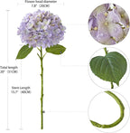 ZYTUYO 20inch 4PCS LilacLight Purple Hydrangea Artificial Flowers Lilac Real Touch Fake Hydrangeas with Long Stem for Indoor Outdoor Porch Living Room Home Decor Party Wedding Xmas Table Centerpieces