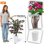 Aveyas 3ft Artificial Bougainvillea Tree with Flowers, 3 Feet Faux Floor Plant Fake Silk Blooming Trees with Pot for Indoor Outdoor Home Decor,House Living Room Office (3 ft Tall Including Raised Pot)