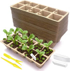 240 Cells Seed Starter Tray, 24 Pack Germination Peat Pots with 100 Labels, Plant Starter Kit for Seedlings