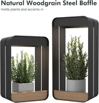 Grand patio Outdoor Solar Wall Sconce Shelf Planter, Decor LED Waterproof Wall Light Lamp with Woodgrain for Patio, Porch, Solar Energy, Black (S-Rectangle)