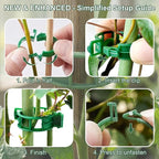 100 Pcs Plant Support Clips, Plastic Tomato Vine Clips for Securing Plants, Garden Fixing Clips for Climbing Plants, Grape & Vine Vegetables, Green