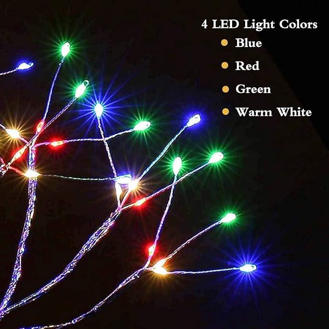 PXBNIUYA 20" 108 LED Tabletop Bonsai Tree Light, Sparkly Fairy Spirit Tree Lights, Battery/USB Operated, DIY Artificial Tree Lamp for Bedroom Desktop Christmas Indoor Decoration Lights (Colorful)