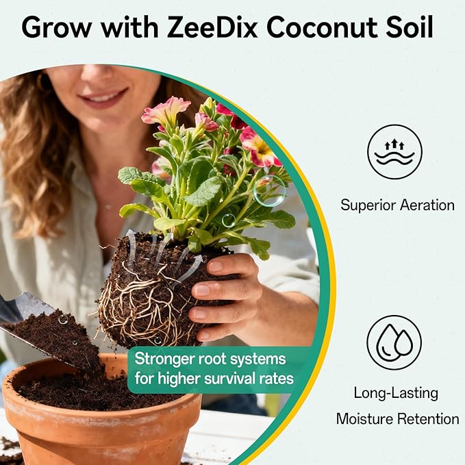 ZeeDix 100 Pcs (40mm) Compressed Coco Coir Fiber Potting Soil Seed Starters - Organic Coco Coir Pellet Fiber Soil for Planting Bonsai, Herbs, Plants, Flowers and Vegetables