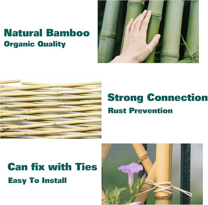 Bamboo Trellis 36x92 Inch, Expandable Fence 3ft by 8ft, Outside Lattice Fence, Reusable Decorative Fence for Climbing Plants Support or Outdoor Yard