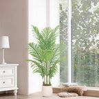 Artificial Palm Tree 4FT, Fake Tree Tall Fake Plant with White Planter, Artificial Tree Faux Floor Plant Artificial Plant Indoor for Home Office Living Room Decor