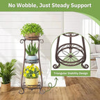 KMOTASUO 3 Tier Metal Plant Stand for Multiple Large Planters Indoor Outdoor Organizer, Heavy Duty Tall Flower Rack for Corner Patio Bathroom Office Corner, Modern Sturdy Vertical Iron Rack, Bronze