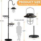 Candieslife 61" Solar Lights Outdoor with Plant Stands - Metal Shepherd Hook with Hanging Solar Lantern, Waterproof Solar Floor Lamp Garden Lights for Patio Deck Yard Porch Backyard & Indoor Decor
