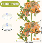 QUOZUO 2 Pack Reptile Plants, Artificial Hanging Plants with Suction Cups, Habitat Decor Plastic Vines Decorations for Bearded Dragons Lizards Snake Geckos Frogs -Gold