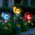 Birds Solar Garden Lights, 26" H Whimsical Decorative Solar Stake Light, 3 Pcs Outdoor Cardinal Statues Figurine Lights for Garden Lawn Patio Yard Decoration