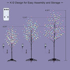 Lightshare Set of 3 LED Cherry Blossom Trees, 4FT 5FT and 6FT Lighted Artificial Trees Multicolor with Remote Contrl for Decoration Inside and Outside, Home Patio Wedding Festival Christmas Decor
