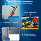 Electric Aquarium Gravel Cleaner Vacuum, Removable Water Changer, Automatic Changer with Multi-Function Nozzles, Strong Suction for Fish Tank Sand Cleaning, Water Changing and Waste Removal