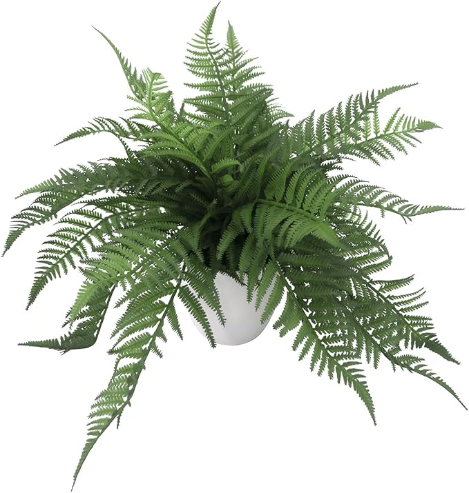 Artificial Fern Plant in Pot, 12'' Fake Desk Plant, Realistic Faux Greenery for Home Office Bathroom Shelf Décor, No Maintenance Indoor Plant (1 Pack)