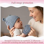 Newborn Baby Girl Hats Mittens Set Cotton Hospital Bow Hat Beanies Caps Gloves for New Born Girls 0-6 Months