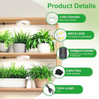 Ceiling LED Plant Growth Lights for Indoor Plants, Warm+White Full Spectrum 3.54" Grow Lamps for Plant Growth with 6/12/16H Timer, 3 Spectral Modes, 10 Dimmable Levels, Halo Angel Ring White (2 Head)