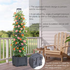 2PCS Rolling Raised Garden Bed Tomato Planter with Trellis, 57" Self-Watering Tomato Cage Planters Box for Climbing Plants Vegetable Flower Patio Garden Balcony Outdoor & Indoor (with Wheels)