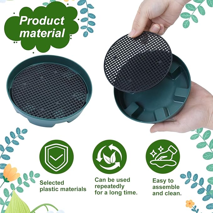 Wenfan 8 Set Invisble Hanging Basket Insert 6.5”Hang Basket Drip Pan 3-in-1 Plant Saucers Trays Plastic Water Catcher Tray Self Watering Planter Insert Plant Auto Watering Devices for Hanging Basket