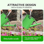 Metal Watering Can, One Gallon Watering Cans Stainless Steel for Outdoor Indoor Garden Plants Watering (Stainless Steel Handle Green)
