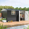 Polar Aurora 10X12 FT Metal Outdoor Storage Shed with Window, Heavy-Duty Galvanized Steel Garden Shed with Lockable Doors and 4 Vents, Large Weatherproof Tool Shed for Backyard Patio Outside, Black