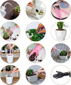 Melphoe 25Pcs Mini Garden Hand Transplanting Succulent Tools Set, 39.4" Thickened Repotting Mat & Plant Tag, Miniature Planting Indoor Fairy Care, Potting, Cactus, Houseplant Bonsai Tool Kit (Pink)