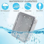 IP67Junction Box, ABS Plastic Outdoor Waterproof Box Electrical Enclosure with Stainless Steel Latch, Hinged Cover Electric Box with Mounting Plate 8.3"x6.3"x3.9"