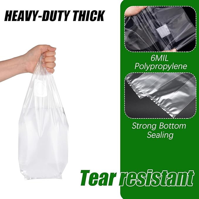 Mushroom Grow Bags, 50 Pack 6 Mil Polypropylene Mushroom Substrate Bags, 8"x5"x20" with Breathable 0.2 Micron Filter Patch, Large Autoclavable Bags for Substrates Strong Tear Resistant