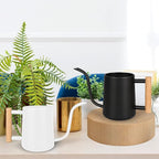 Watering Can for Indoor Plants, 35 oz/1000 ml Metal Stainless Steel Pot with Long Spout for House Plants Bonsai Outdoor Garden Flower Decorative (Black)
