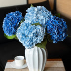DUYONE 3PCS 22 inch Realistic Artificial Hydrangea Large Flowers Artificial Flowers Dry Flowers Outdoor Wedding Christmas Office Family Party Living Room Table Decoration (Blue)