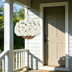 6 Bundles White Artificial Geranium Flowers for Outdoors Spring Decor Geraniums Silk Flowers UV Resistant Lifelike Faux Flowers for Spring Indoor Outdoor Garden Patio Porch Balcony Home Decoration