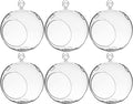 WGV Hanging Terrarium Globe, Width 6", Height 6.5", DIY Air Succulent Planter, Clear Glass Vase Orb with Flat Bottom, Candle Holder for Windowsill Outdoor Garden Decor, 6 Pieces Bulk