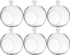 WGV Hanging Terrarium Globe, Width 6", Height 6.5", DIY Air Succulent Planter, Clear Glass Vase Orb with Flat Bottom, Candle Holder for Windowsill Outdoor Garden Decor, 6 Pieces Bulk