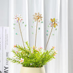 Set of 3 Crystal Sunflower Stakes Suncatchers with 13.4'' Gold Trellis Metal Plant Stake for Indoor Outdoor Garden Potted Plants Decorations Plant Lover Gift (Multicolor)