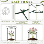 Geelin 15 Pack Peony Cages and Supports 12'' Dx 24'' H Grow Through Metal Plant Supports Frame Rings Hoops for Outdoor Plants Peony Flowers Tomato Rose(Green)