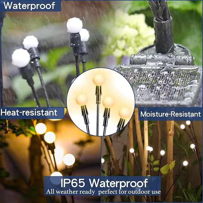 TONULAX Solar Garden Lights - Upgraded Solar Swaying Light, Sway by Wind, Outdoor Lights, Yard Patio Pathway Decoration, High Flexibility Iron Wire & Heavy Bulb Base, Warm White(10 Pack)