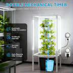 JESLED Hydroponic Tower with Tent, Hydroponics Growing System with 5000K Full-Spectrum Grow Lights, Dual Timers for Auto Watering & Lighting, Grows 30 Herbs & Vegetables, 10L Water Tank, High 37"