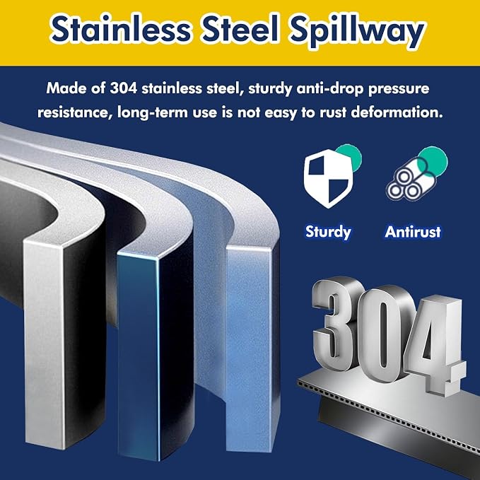 Heavy Duty 58in Waterfall Spillway Kit - Durable PVC Connector for Ponds & Fountains, Perfect Outdoor Water Flow Decor for Garden Landscaping - Elegant Silver Finish