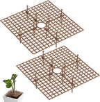 2PCS 12 Inch Square Plastic Plant Pot Covers with Non‑Slip Stakes, Cuttable Animal Protection for Indoor & Outdoor Flower Pots