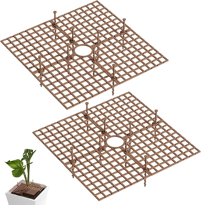 2PCS 12 Inch Square Plastic Plant Pot Covers with Non‑Slip Stakes, Cuttable Animal Protection for Indoor & Outdoor Flower Pots