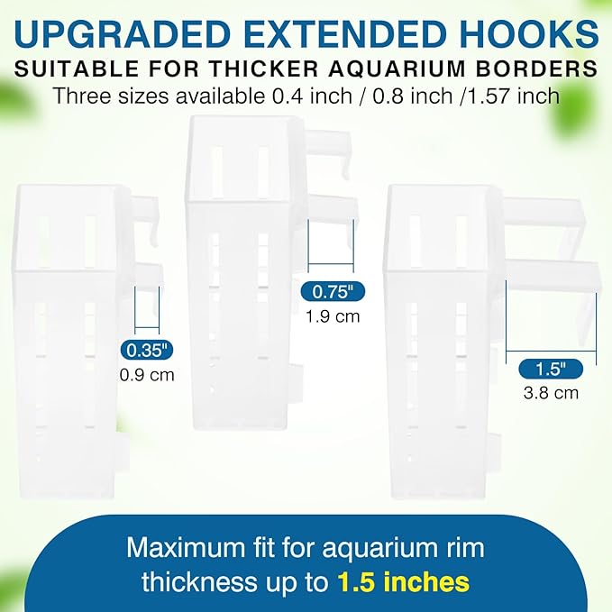 Borlech Upgraded Large Aquarium Plant Holder with Hooks and Suction Cups for Fish Tank Aquaponic Plant Cultivation and Aquascape Decorations (Semitransparent)