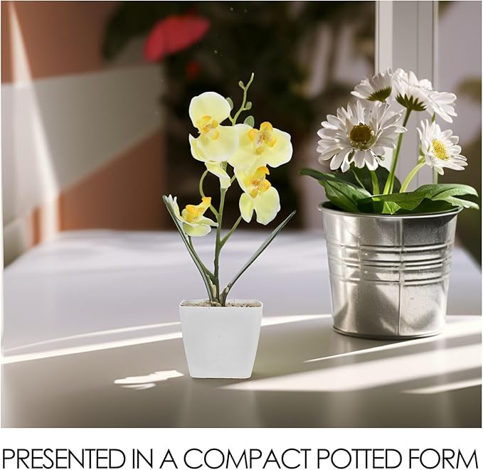 Angoily Artificial Orchid Flowers with Vase Realistic Faux Orchid Plants for Home Decor Dining Table Centerpiece for Living Room and Office