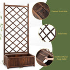 Wood Planter Raised Garden Bed,with Trellis,29.5 x 16.9 x 67'' Outdoor Raised Garden Bed with Drainage Holes, Free-Standing Trellis Planter Box for Vine Climbing Flowers in Garden