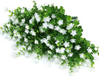 12 Bundles Outdoor Artificial Flowers UV Resistant Fake Boxwood Plants, Faux Greenery for Indoor Outside Hanging Plants Garden Porch Window Box Home Wedding Farmhouse Décor (White)