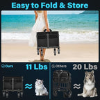Collapsible Wagon Cart with Wheels Foldable: 360LBS Heavy Duty Folding Utility Wagon - Portable All Terrain Grocery Wagon Cart for Groceries Shopping Outdoor Camping Fishing Sports (Dark Black)